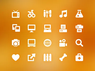 More Symbolicons Junior bike bone camera heart icons pixel perfect symbolicons symbols tv vector