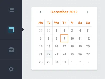 Calendar app cal calendar clean dashboard date menu picker schedule vertical web