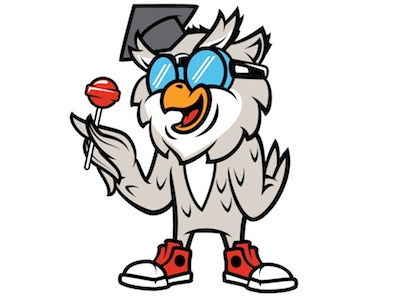 Keep It Crackin' cartoon character design graphic illustration logo mascot owl