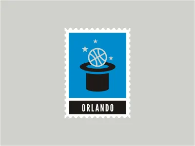 Orlando Magic ball basketball black blue gray hat logo magic nba silver sports stamp star