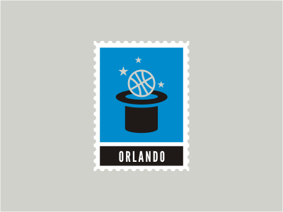 Orlando Magic ball basketball black blue gray hat logo magic nba silver sports stamp star