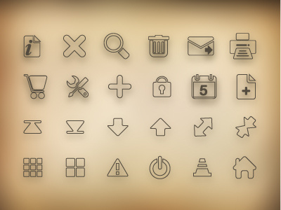 Brown Icon Set app button clean icon interface kit outline retro set soft ui user ux web