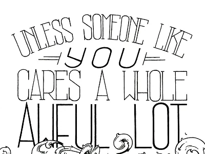 Unless... hand drawn ink quote type