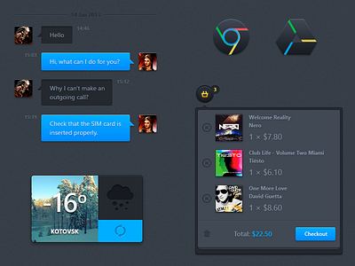 Chat, Cart, Weather... cart chat checkout google chrome google drive weather widget
