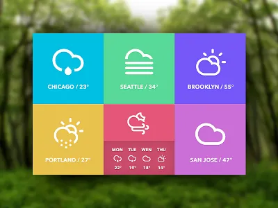 Weather Widget (freebie) avenir cities clean climacons elements flat free freebies minimal pastel psd tiles ui user interface ux weather web windows 8