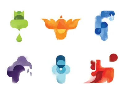 kids. blue colors green icons illustration orange red shapes vector