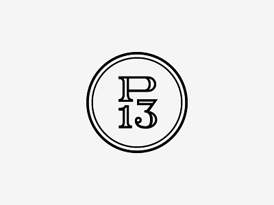 P13 Logo V1 circle icon logo monogram serif stamp