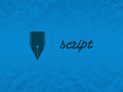 Script logo blue book branding design feather film identity logo movie movies paper pen pen tool photoshop picture script scénario tool