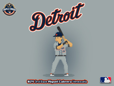 Major League Pixels - Miguel Cabrera 8 bit baseball beisbol detroit miguel cabrera mlb méxico pixel art sports tigers venezuela