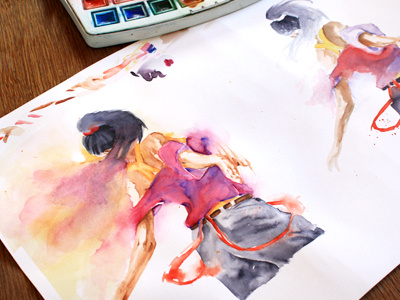 twirl around color dance dancing drawing paint painting sketch splash study test watercolor