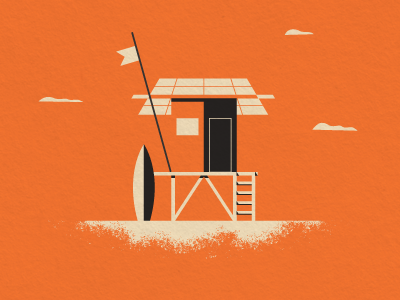 Verano illustration life guard summer sun surf