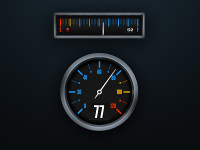 Dark Gauges analog chrome dark design digital fuel gauge gauge led night skeumorphic skeuomorph skeuomorphic speedometer