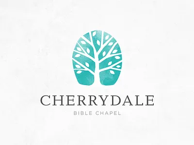 Cherrydale leaf leaves logo natural organic sans serif serif teal tree vector
