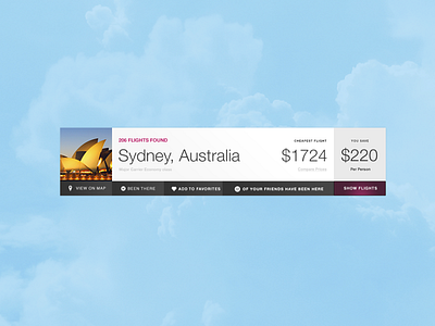 Destination Result 3 buttons clouds destination flights light results search sky travel ui ux