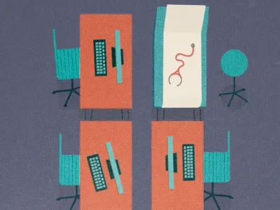 Healthcare in the office desk illustration medical office