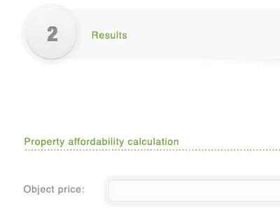 Step calculation clean form gray light price progress bar results second step usable
