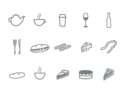 Silver Yard Icon Set branding cafe deli food icons patterns slug and bull