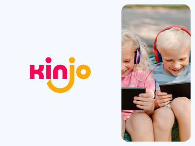 Kinjo logo redesign branding children education fun games gaming kids kinjo learn learning learning through game letters logo platform smart smile technology typography wordmark