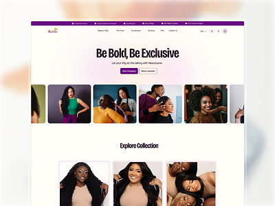 Nessclusive Website Redesign beauty clinic beauty product branding business cosmetics daily ui e commerce e commerce platform hair care hair product hair product website hair wig landing page online shopping product design salon service ui uiux design web design