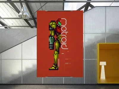 Metroid Print 16bit 80s 8bit 90s abstract amiga amstrad arcade atari c64 computer game geek graphic nerd nintendo retro sega speccy video game videogame vintage