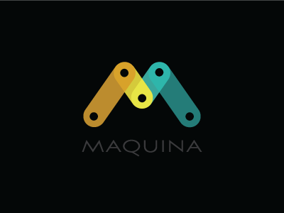 Maquina branding bright clean dark geometric identity logo minimal overlapping