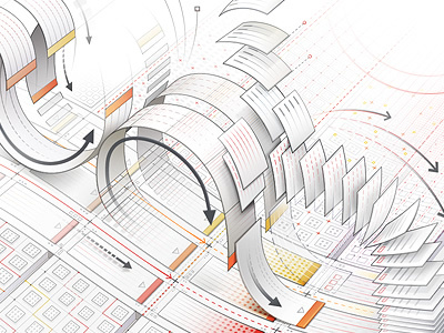 WIP : A universe of printing cycles arrow bitmap cycles grey illustration technical vector wip