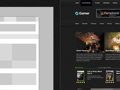 Gamer dark game gaming theme wireframe wordpress