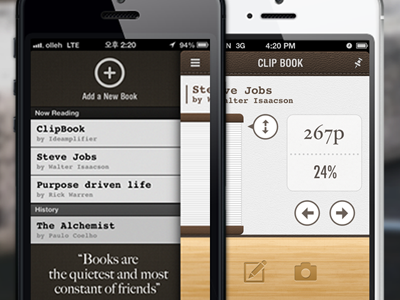 ClipBook - Bookmarker & Sentence Collector app iphone ui