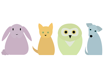 Cute Animals animals bunny cat dog illustration kitten kitty owl pets puppy rabbit