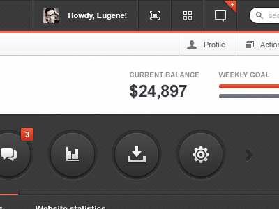 Dashboard header control dark menu navigation panel ui