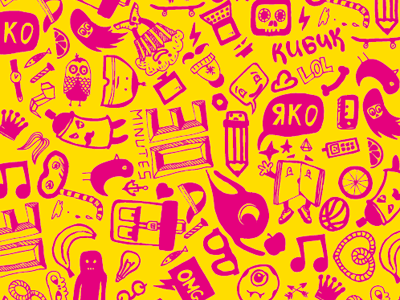 Fresh illustration pattern pink yellow