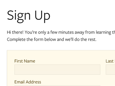 Sign Up [WIP] css design form freight sans gateway html input learning lessons vocation