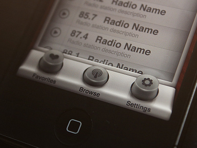 Radio App - Browser app button interface iphone music radio ui