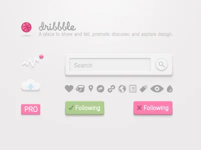 Dribbble UI Kit clean dribbble icons ui ui kit