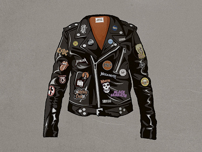 The Leather Jacket acdc alice cooper bad religion black flag black sabbath guns n roses hard rock heavy metal illustration illustrator iron maiden kinf diamond leather jacket megadeath metallica misfits mötley crüe rolling stones slayer twisted sisters van halen