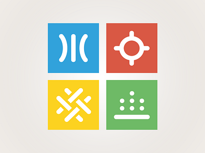 Icon set abstract glyph green icon prime rounded