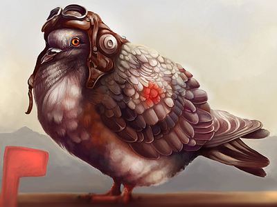 Post Bird art bird hat illustration mailbox pigeon pilot post