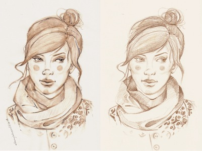 Dribbble 160 apostol bun elena greta eyes girl hair iscariotteh lips paper pencil portrait scarf sepia sketch sketchbook watercolor