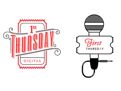 First Thrusday Logo decorative logo microphone raffle ticket ticket type