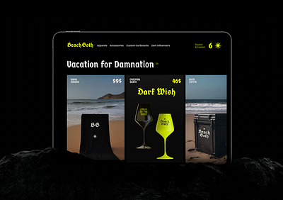 Beach Goth E-commerce website 3d branding ecommerce gothic shop graphic design logo ui webdesign website