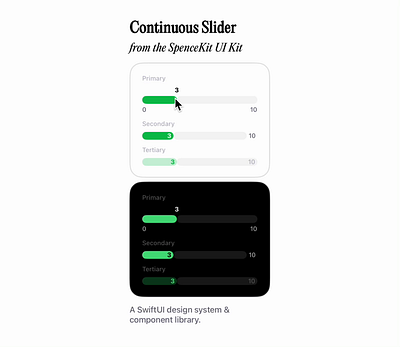 Continuous Slider Component animation app continuous design system flat graphic design hierarchy input ios live minimal modern motion graphics range responsive slider swift swiftui ui