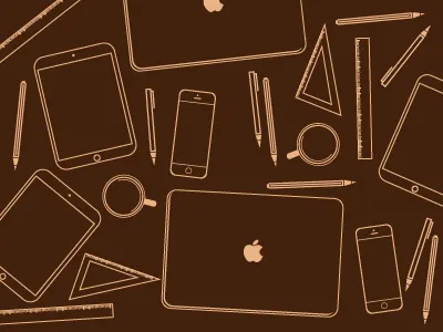 Messy desk with iDevices desk ipad iphone macbook messy