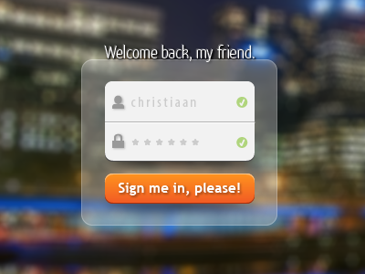 Clean login style blur clean login orange style