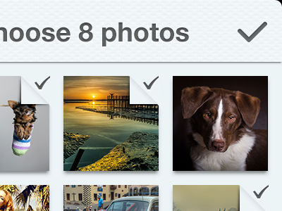 Sketch for iOS app checked grid insta ios list navbar photo polaroid texture white