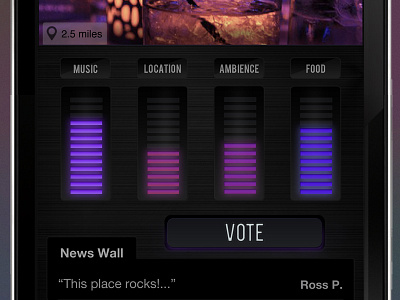 Clubbin' It CU app club dark dj glow music neon rating ui vote