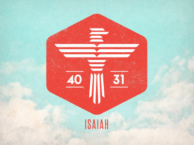 Isaiah 40:31 Logo art deco bible eagle fun hexagon logo red sky