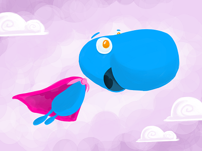 Super Hero blue cape hero illustration pink super super hero