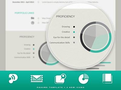 Resume template + 5 new icons cv free freebies icons resume template