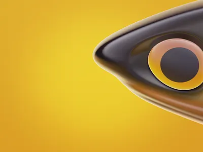 fish eye 3d blub eye fish icon illustration yellow