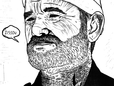 Zissou1 bill murray bird black and white detail illustration ink lino linocut swallow tool woodcut zissou